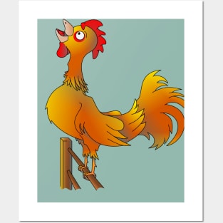 Bantam Rooster crowing Posters and Art